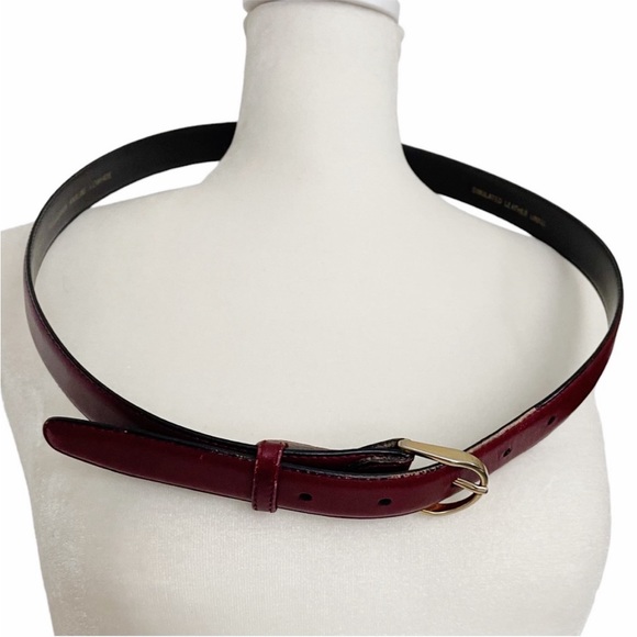 Christian Dior Leather Belt Size 36 Burgundy Red Gold - Picture 12 of 12